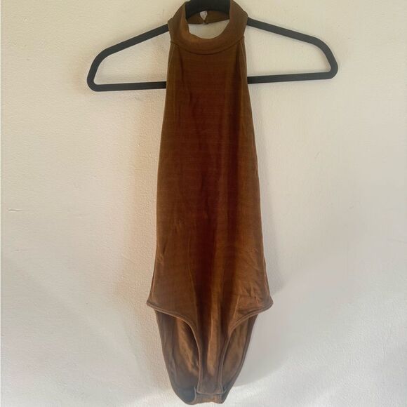 Zara mock neck bodysuit size small chestnut brown - Picture 1 of 4